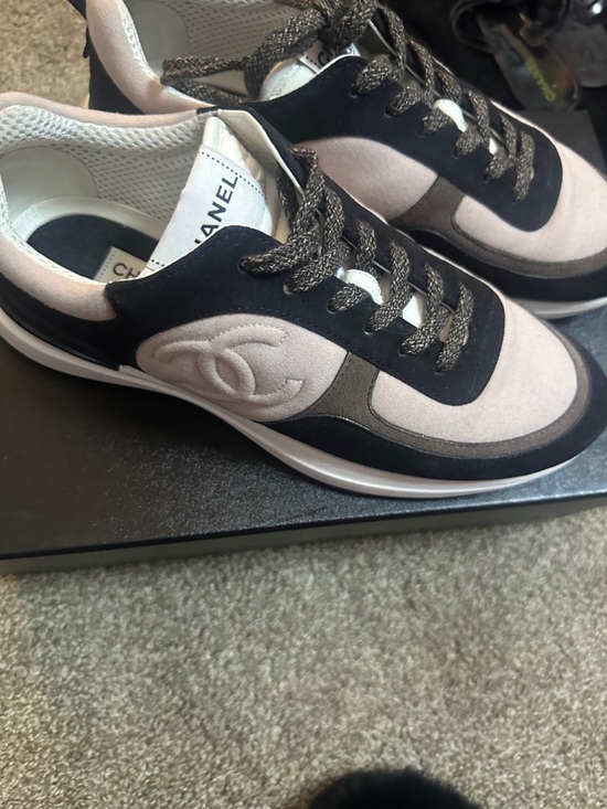 CHANEL Shoes - CHANEL Suede & Leather Low-Top Sneakers in Black and Cream
